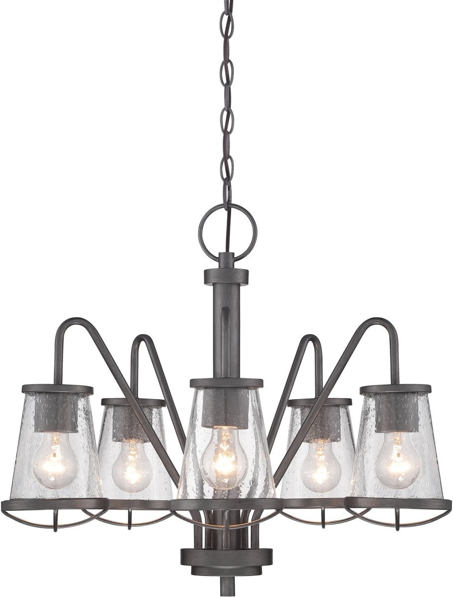 Designers Fountain 22 inchw Darby 5-Light Chandelier Weathered Iron 87085WI