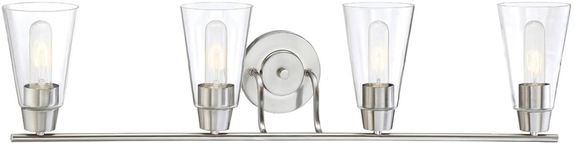 35"W Echo 4-Light Bath Vanity Satin Platinum