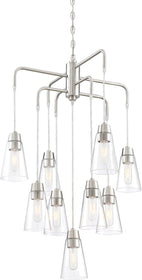 25"W Echo 9-Light Chandelier Satin Platinum