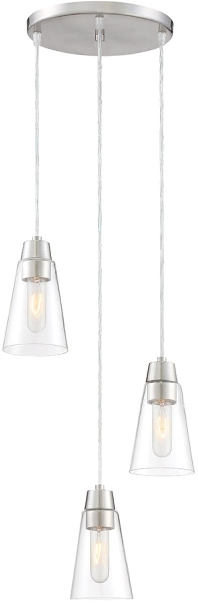 Designers Fountain Echo 3-Light Mini Pendant Satin Platinum 87830-3-SP