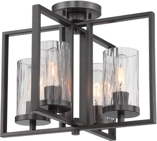 17"W Elements 4-Light Semi-Flush Charcoal