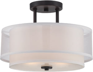 16"W Fusion 2-Light Semi-Flush Biscayne Bronze