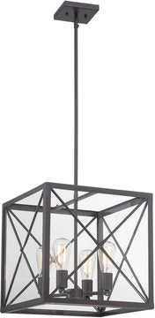 16"W High Line 4-Light Pendant Satin Bronze