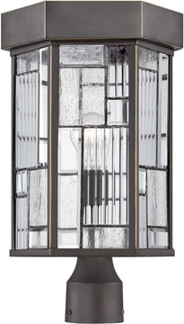 17"H Kingsley 1-Light Outdoor Post Lantern Aged Bronze Patina