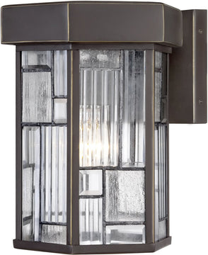 13"H Kingsley 1-Light Outdoor Wall Lantern Aged Bronze Patina