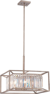 19"W Linares 4-Light Pendant Aged Platinum