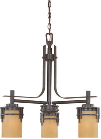23"W Mission Ridge 3-Light Chandelier Warm Mahogany