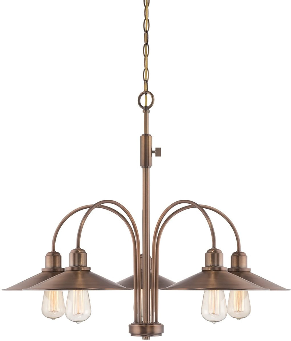 Designers Fountain Newbury Station 5-Light Chandelier Old Satin Brass 85485-OSB