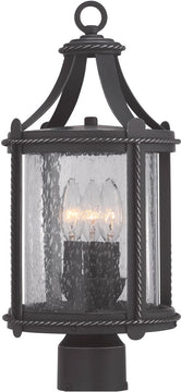 19"H Palencia 3-Light Outdoor Post Lantern Artisan Pardo Wash