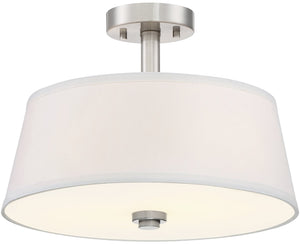 15"W Studio 2-Light Semi Flush Mount Satin Platinum