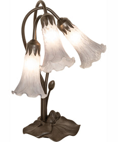 16" High Gray Tiffany Pond Lily 3 Light Accent Lamp