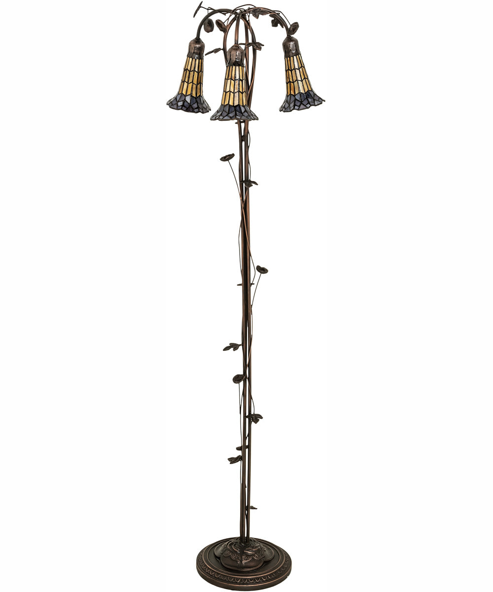 58" High Stained Glass Pond Lily 3 Light Floor Lamp