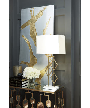 35"H Edsel Metal Table Lamp (1/CN) Champagne/White
