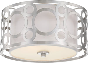 15"W Filigree 2-Light LED Close-to-Ceiling Brushed Nickel