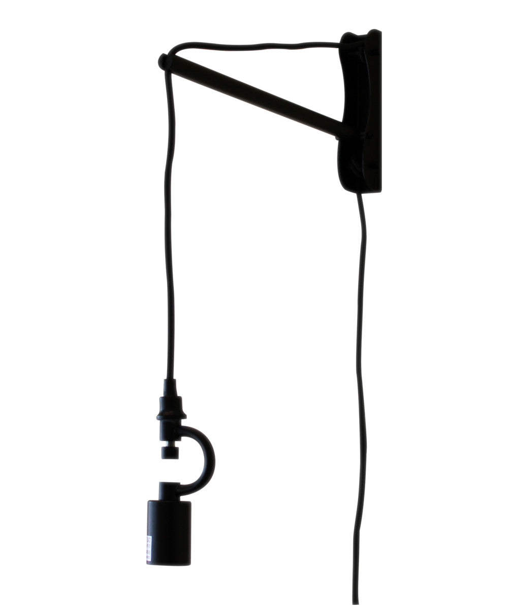 8"W The MAST 1 Light Wall Arm Converts Your Lampshade to a Wall Pendant  Black