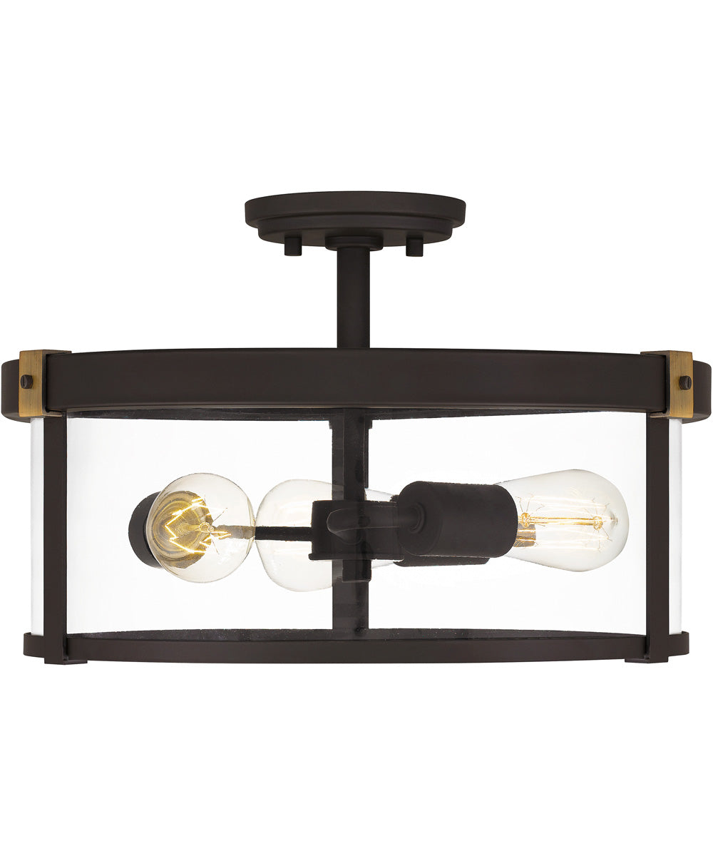Lisbon 3-light Semi Flush Mount Old Bronze