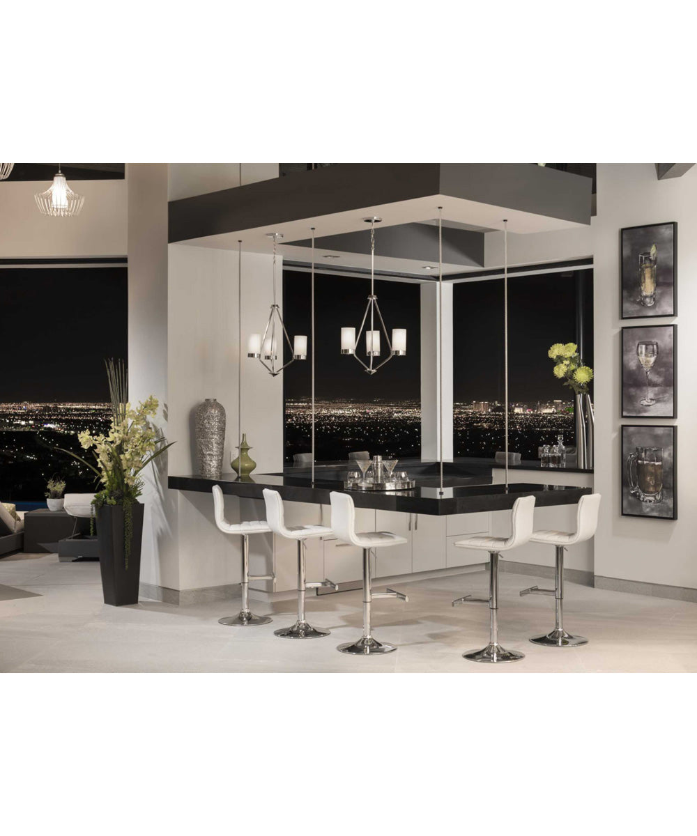 Elevate 3-Light Etched White Glass Mid-Century Modern Chandelier Light Polished Chrome