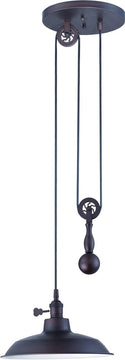 12"W 1-Light Pulley Pendant Light Aged Bronze