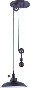 12"W 1-Light Pulley Pendant Light Aged Bronze