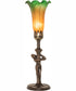 15" High Amber/Green Tiffany Pond Lily Nouveau Lady Accent Lamp