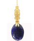 Navy Oval Lapis Ceiling Fan Pull, 2.5"h with 12" Polished Brass Chain