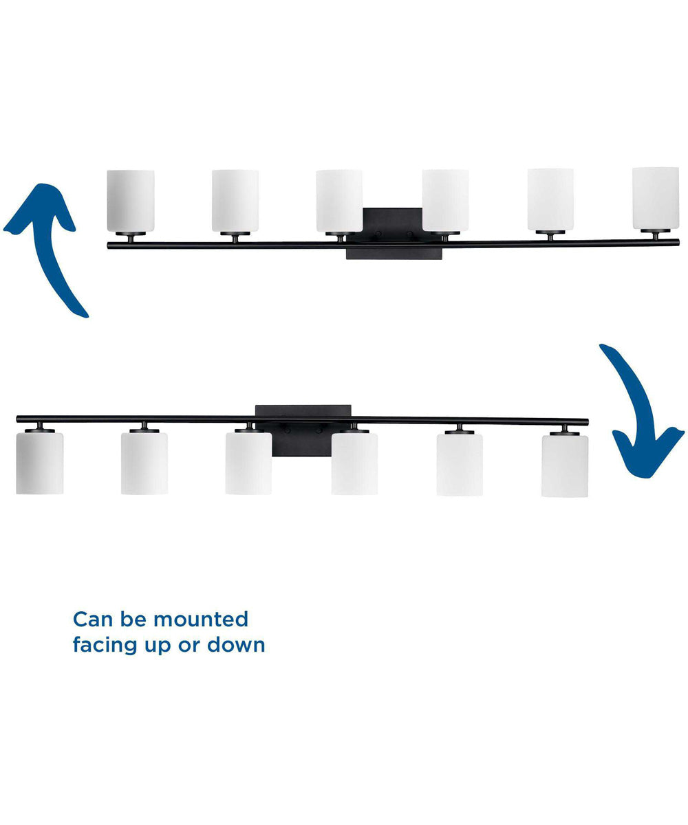 Replay 6-Light Traditional Etched White Glass Bath Vanity Light Textured Black