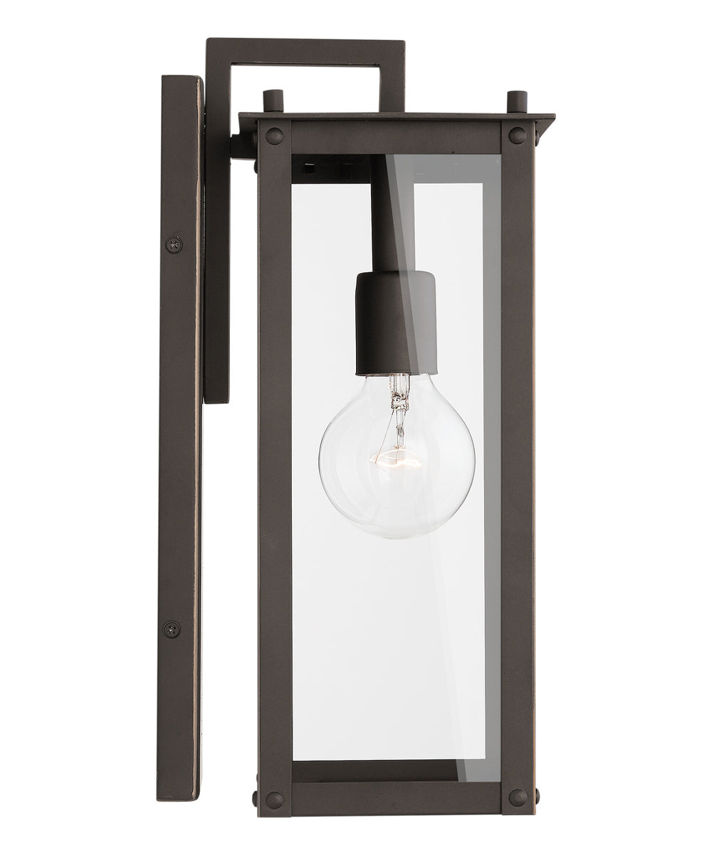 Hunt 1-Light Outdoor Wall Mount Rain or Shine - Oiled Bronze with Clear Glass