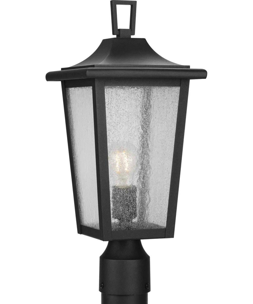 Padgett 1-Light Transitional Clear Seeded Glass Outdoor Post Light Textured Black