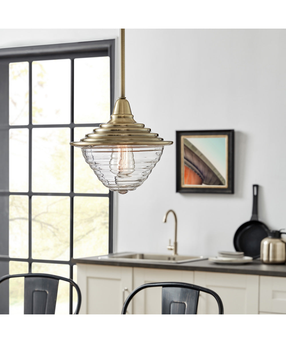 Nordic 1-Light Pendant Antique Brass/Glass Shade