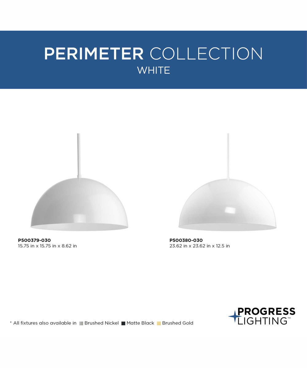Perimeter 1-Light Mid-Century Modern Pendant with metal Shade White