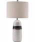 Paiva 1-Light Table Lamp 2-Tone Ceramichrome/ Oatmeal Linen Shade