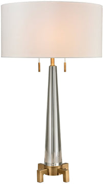 30"H Bedford 2-Light LED Table Lamp Clear Aged Brass