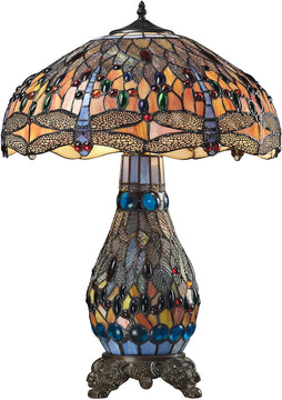 26"H Dragonfly 2-Light Table Lamp Tiffany Bronze