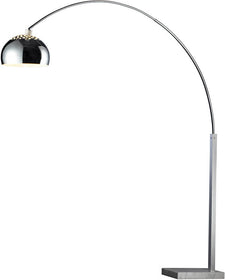 79"H Penbrook  1-Light Arc Floor Lamp Silver Plated and White Marble