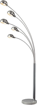 83"H Penbrook  5-Light Arched Floor Lamp Chrome and White Marble