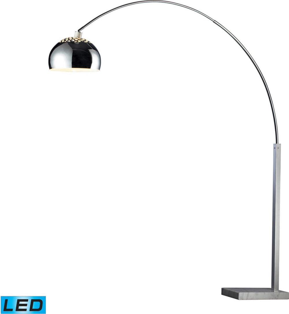 79"H Penbrook 1-Light LED Arc Floor Lamp Silver Plated And White Marble
