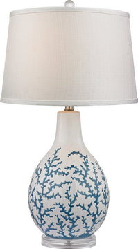 27"H Sixpenny 1-Light 3-Way Table Lamp Pale Blue / White
