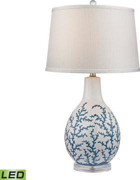 27"H Sixpenny 1-Light LED 3-Way Table Lamp Pale Blue / White
