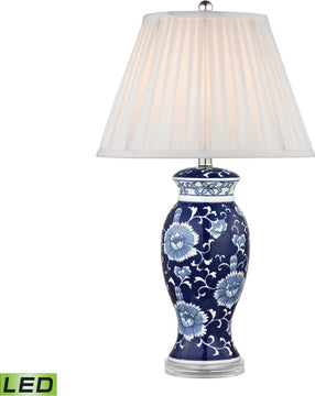 28"H 1-Light LED 3-Way Table Lamp Blue And White Hand Paint