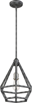 12"W Orin 1-Light Pendant Iron Black / Brushed Nickel Accents