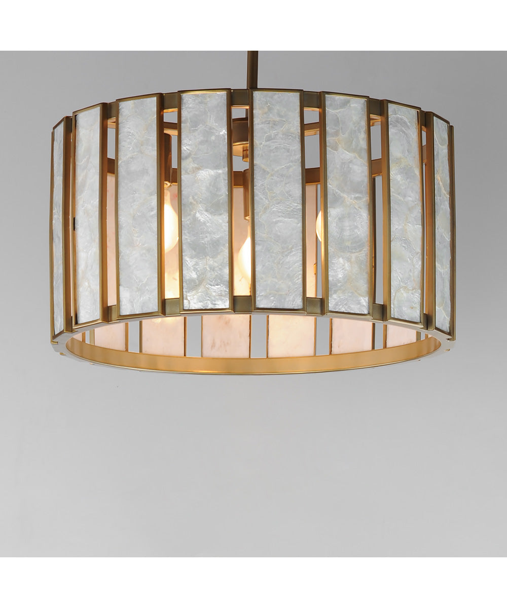 Miramar 3-Light Pendant Capiz / Natural Aged Brass