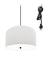 2 Light Swag Plug-In Pendant 14"w White Shade with Diffuser, Black Cord