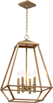 19"W Woodland 4-Light Foyer Pendant Hazel / Burnished Gold