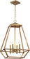 19"W Woodland 4-Light Foyer Pendant Hazel / Burnished Gold