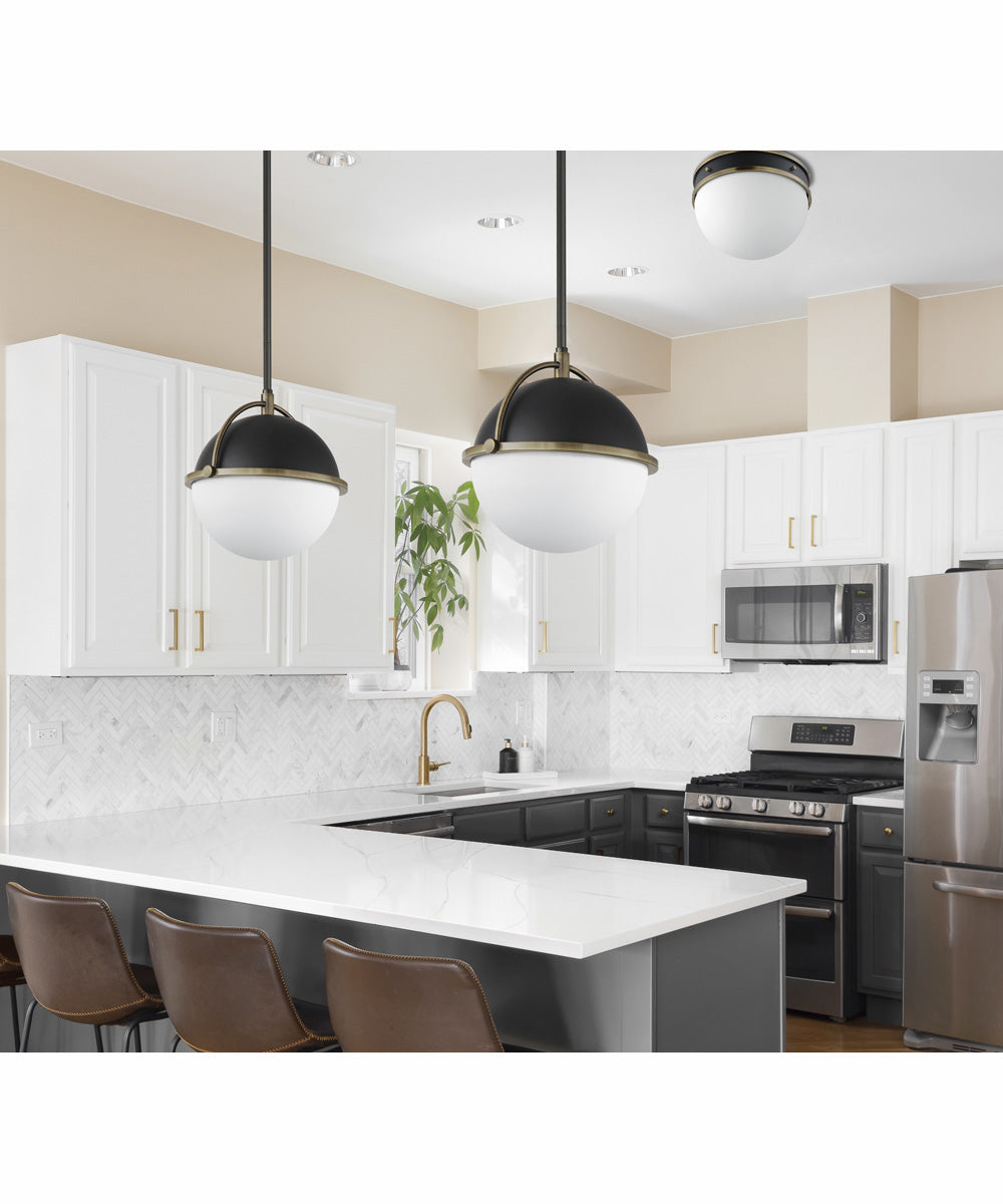 Duke 12 inch Single Pendant Black/Weathered Brass