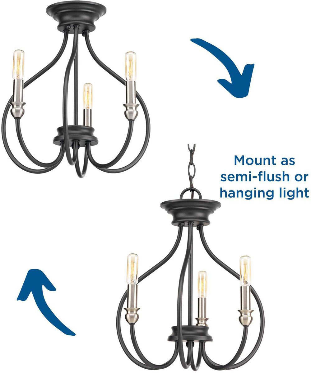 Whisp 3-Light Semi-Flush Convertible Graphite