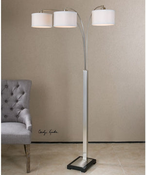74"H Bradenton Nickel 3 Light Floor Lamp