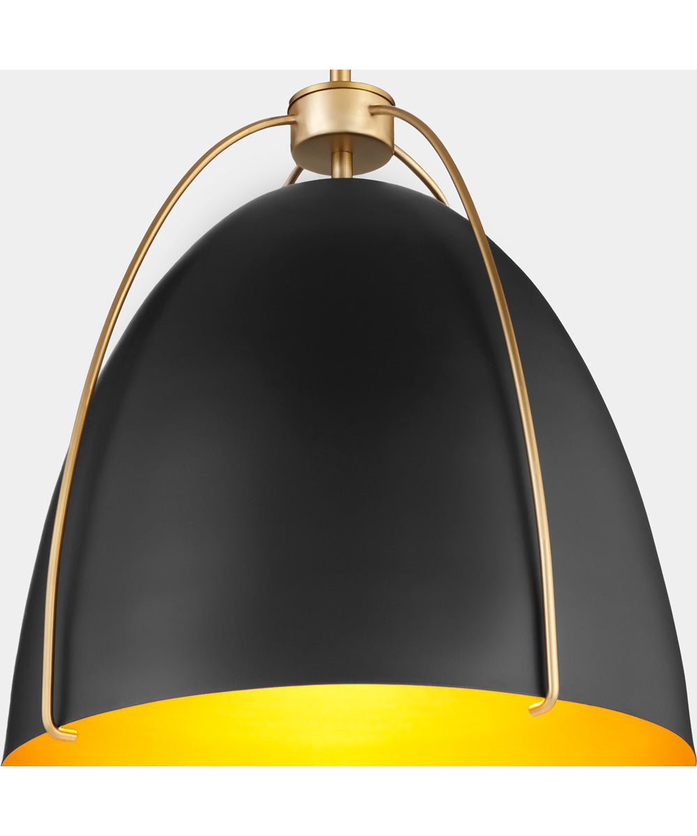 3-light Pendant Matte Black w/ Aged Brass