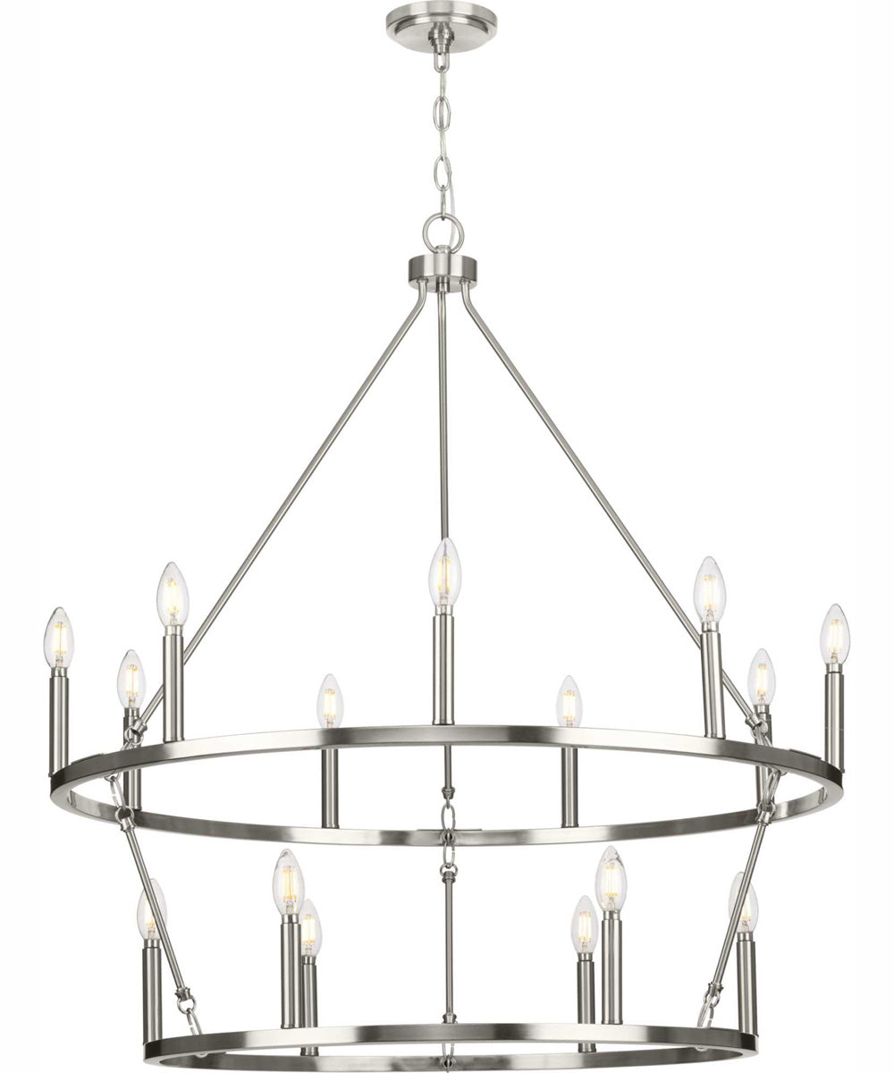 Gilliam Fifteen-Light New Traditional Chandelier Brushed Nickel