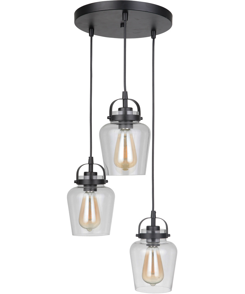 Trystan 3-Light Circular Pendant Flat Black